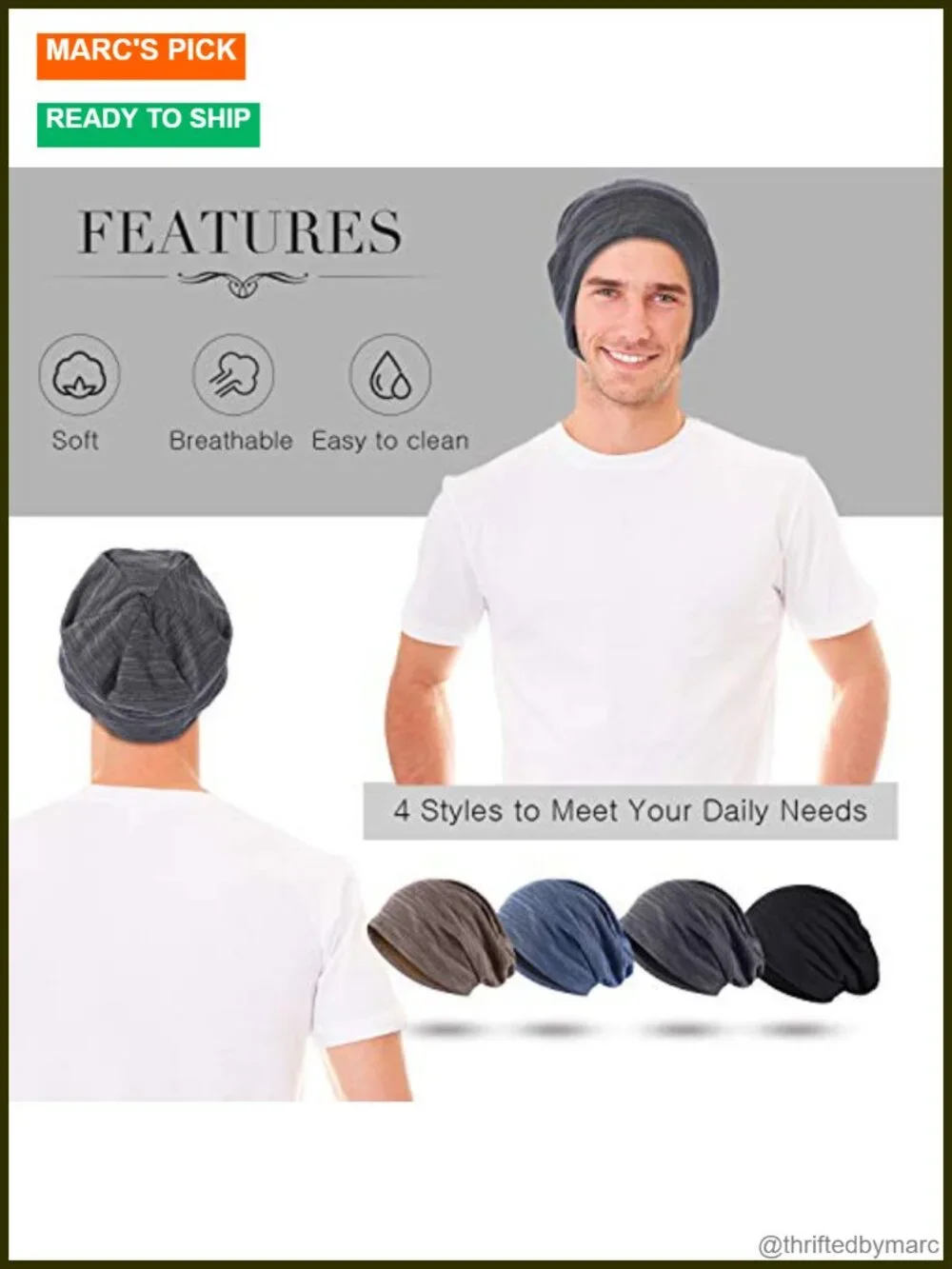 Slouchy Beanie Hat Sleeping Cap Knit Baggy Skull Cap Head Wrap